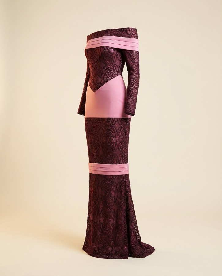 Caliente by Oscar B — blue gown with cutout