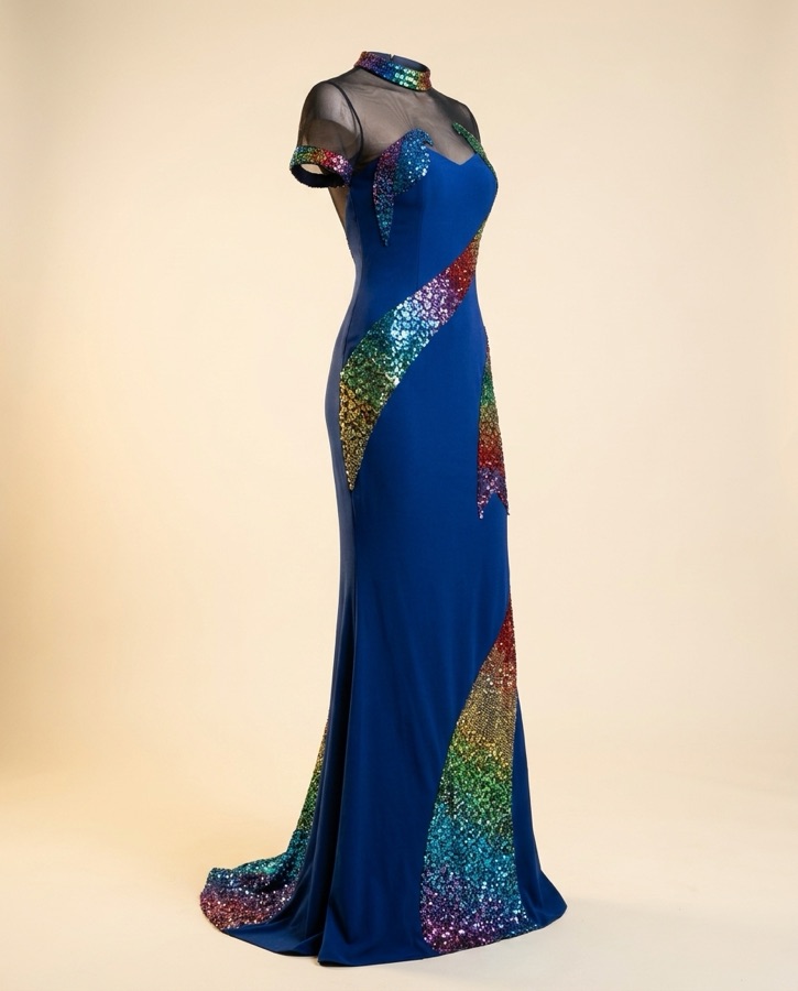 Caliente by Oscar B — color-block cocktail dress